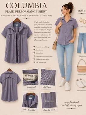 Columbia 2013 Women’s XL Lightweight Purple Stripe Short-Sleeve Shirt Jacket